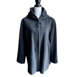 Jason Kole gray 100% wool  hooded midi coat size XL